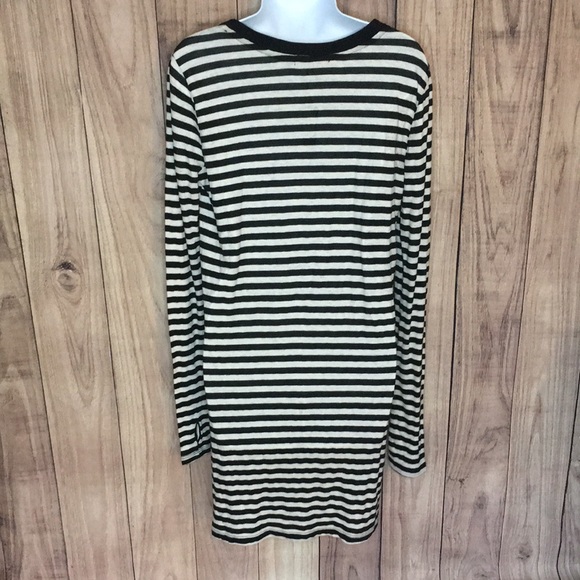 NWT n:Philanthropy Anthropologie Long Sleeve Black White Striped T-shirt Dress - Picture 5 of 12